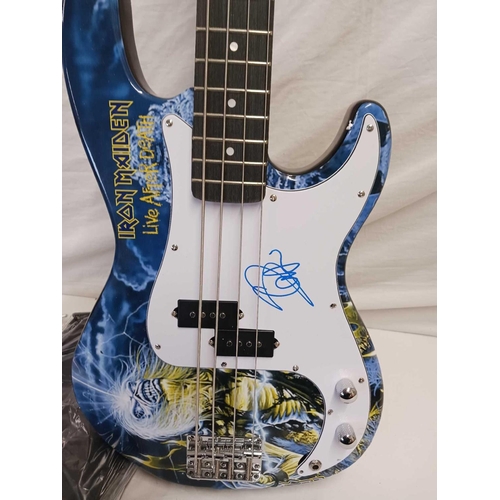 443 - IRON MAIDEN SIGNED BASS GUITAR, BEARING SIGNATURE STEVE HARRIS