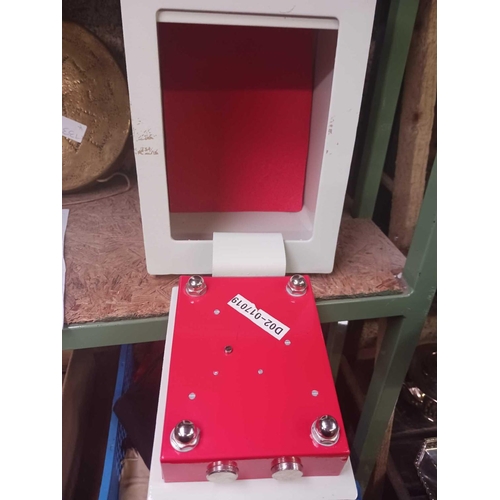 7 - SMALL METAL CUPBOARD SAFE 9'' TALL X 7'' WIDE (KEY IN OFFICE)