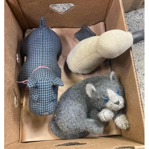 110 - 3 WEIGHTED DOOR STOPS, PENGUIN, CAT & A DOG