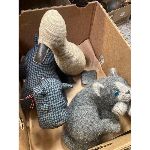 110 - 3 WEIGHTED DOOR STOPS, PENGUIN, CAT & A DOG