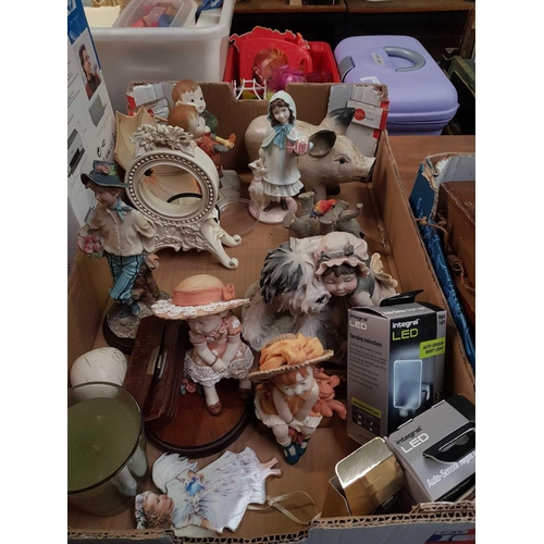 122 - CARTON WITH MISC FIGURINES & BRIC-A-BRAC