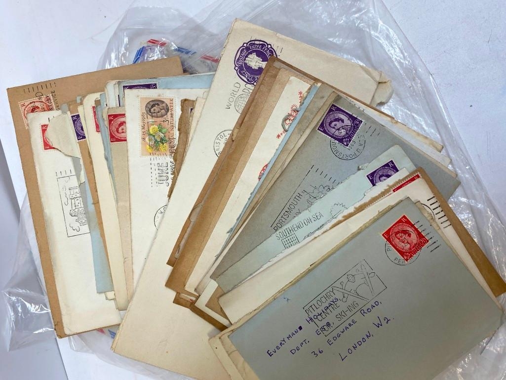 COLLECTION OF LOOSE FOREIGN STAMPS ETC & COLLECTION OF STAMPED ...