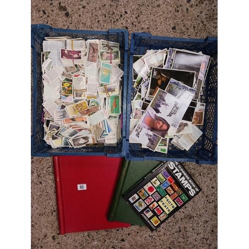 65 - CARTON OF MISC CIGARETTE TEA CARDS & A CARTON OF MISC POSTCARDS