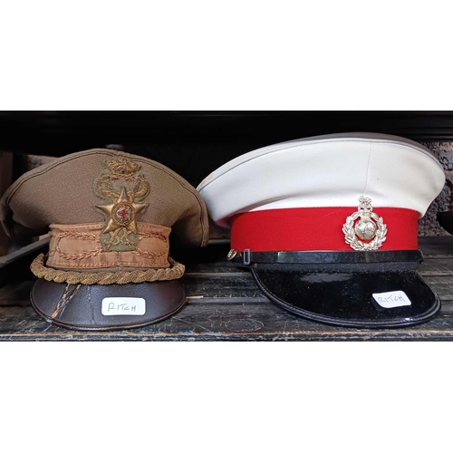 73 - 5 MILITARY PIECES OF HEAD DRESS INCL; ROYAL MARINES, A UNITED NATIONS BERET & AN ITALIAN OFFICOLS CA... 
