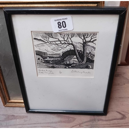 80 - QTY OF F/G PRINTS INCL; COLOURED ENGRAVING OF VIEWS IN & AROUND READING