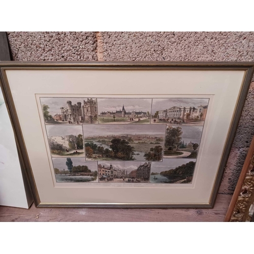 80 - QTY OF F/G PRINTS INCL; COLOURED ENGRAVING OF VIEWS IN & AROUND READING