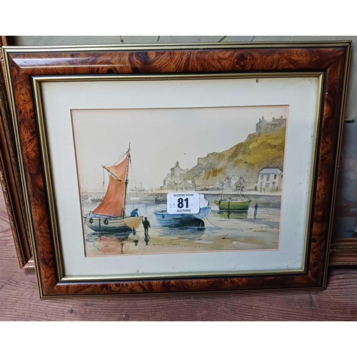 81 - QTY OF F/G PICTURES INCL; OIL ON CANVAS, STILL LIFE PICTURE IN A/F FRAME & A WOOD FRAMED WALL MIRROR