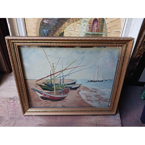 81 - QTY OF F/G PICTURES INCL; OIL ON CANVAS, STILL LIFE PICTURE IN A/F FRAME & A WOOD FRAMED WALL MIRROR