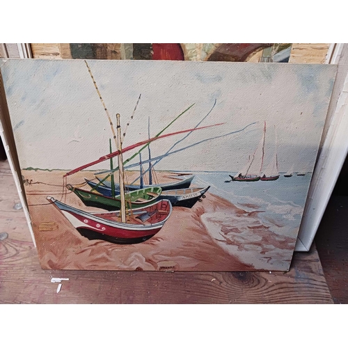 81 - QTY OF F/G PICTURES INCL; OIL ON CANVAS, STILL LIFE PICTURE IN A/F FRAME & A WOOD FRAMED WALL MIRROR