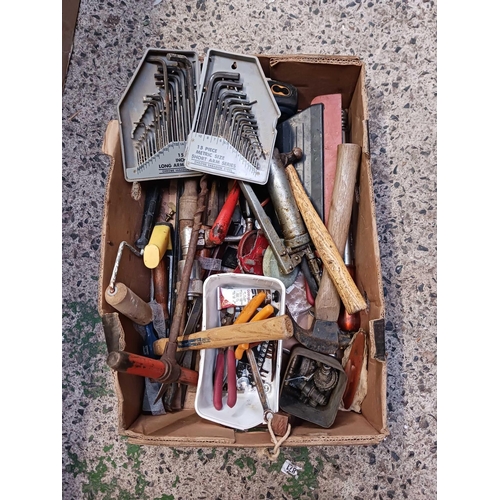 84 - 2 CARTONS OF MISC HAND TOOLS INCL; GREASE GUNS, SCREWDRIVERS ETC