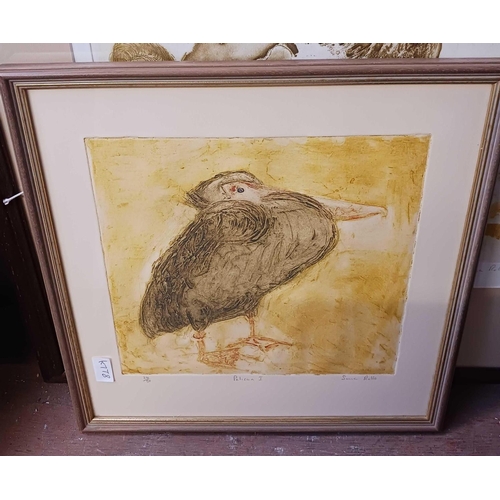 86 - QTY OF F/G PICTURES & 2 BY PRINT MAKER SONIA ROLLO OF A DODO, 65/100 & PELICAN 1 94/50