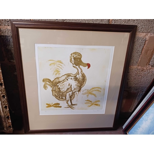 86 - QTY OF F/G PICTURES & 2 BY PRINT MAKER SONIA ROLLO OF A DODO, 65/100 & PELICAN 1 94/50