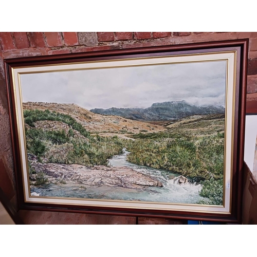 87 - F/G WATERCOLOUR OF A TREE & SEASCAPE SCENE & 3 OTHERS POSSIBLY OIL ON CANVAS & BOARD