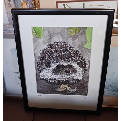 91 - CARTON WITH MISC F/G PICTURES SOME BEING EMBROIDERED