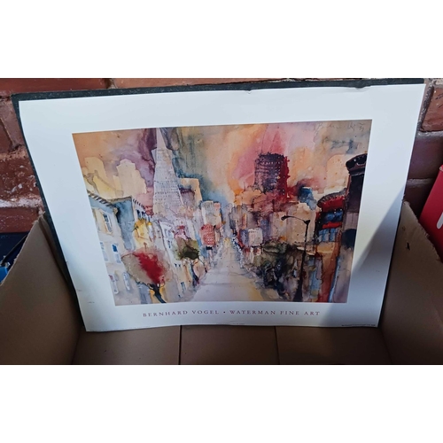 91 - CARTON WITH MISC F/G PICTURES SOME BEING EMBROIDERED