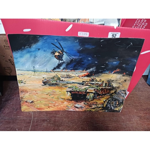 92 - CARTON OF MISC F/G PICTURES, PHOTO'S OF NAVAL SHIPS, A REPRO TITANIC SIGN & OTHER PICTURES