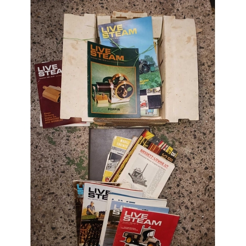 95 - SMALL CARTON OF LIVE STEAM MAGAZINES, SCALEXTRIC MAGAZINES & VINTAGE BASSETT - LOWKE LTD CATALOGUES