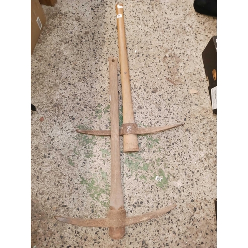 96 - 2 PICK AXES WITH WOOD HANDLES