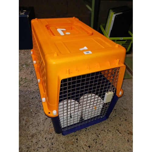 98 - PP40 LIVE ANIMAL CAGE TRANSPORTER & A CARTON WITH HUMANE ANIMAL TRAP & 2 FEEDERS
