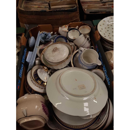 101 - 4 CARTONS OF MISC CHINA, CUPS, SAUCERS, PLATES, TEA POTS IN A/F CONDITION