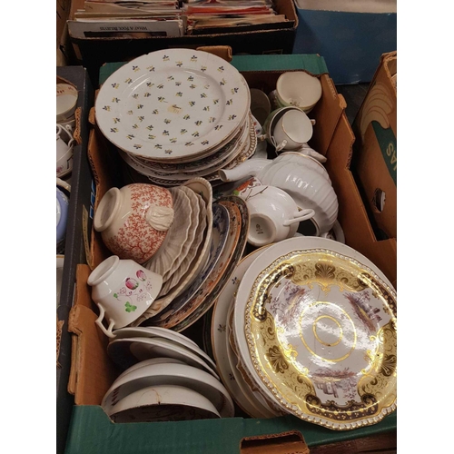 101 - 4 CARTONS OF MISC CHINA, CUPS, SAUCERS, PLATES, TEA POTS IN A/F CONDITION