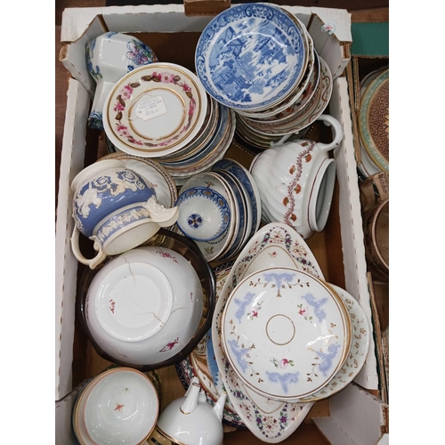 105 - 4 CARTONS OF MISC MIXED CHINA, TEA POT, SAUCERS, PLATES, JUGS IN A/F CONDITION