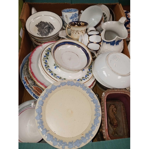 113 - 3 CARTONS OF MISC CHINA, PLATES,BOWLS, JUGS, CUPS IN A/F CONDITION
