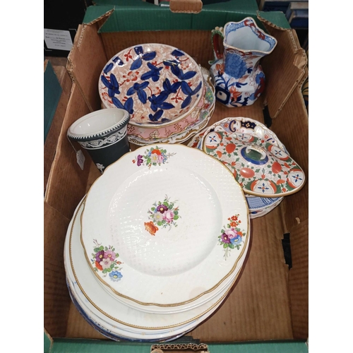 121 - 4 CARTONS OF MISC MIXED CHINA, PLATES, SAUCERS, BOWLS IN A/F CONDITION