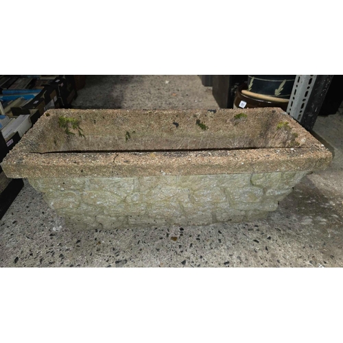 187 - RECONSTITUTED STONE TROUGH BY THYSSEN  26'' X 10'' X 10'', WITH MOULDING DEFECTS