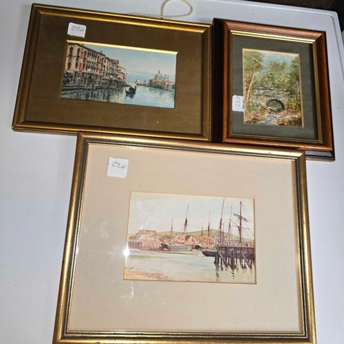220 - COLLECTION OF WATERCOLOURS, PORTRAIT MINIATURES AND 2 PAIRS OF ANTIQUE SPORTING PRINTS.