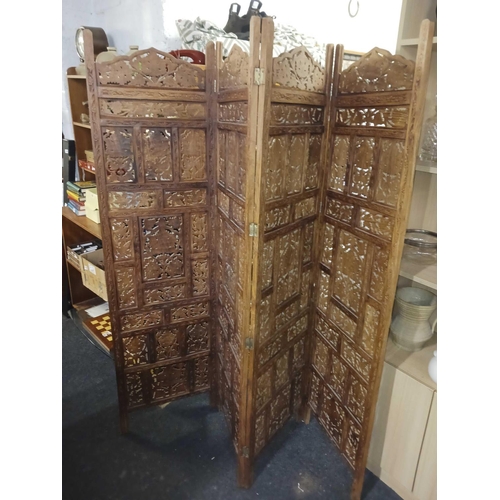 262 - FOUR FOLD FRETWORK SCREEN