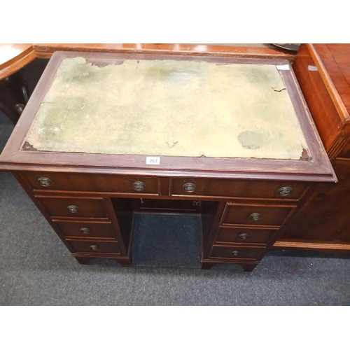 267 - SMALL LEATHER TOP TWIN PEDESTAL DESK