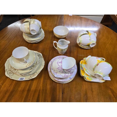 269 - QTY OF MISC CUPS & SAUCERS, TUSCAN CHINA ETC