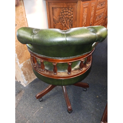 272 - GREEN LEATHER OFFICE SWIVEL CHAIR