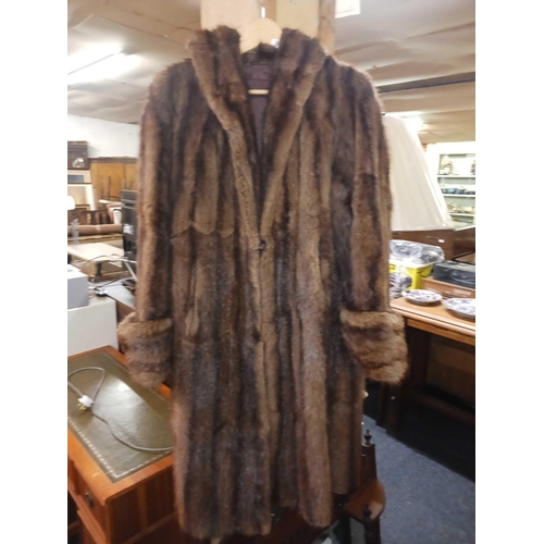 278 - LADIES FUR COAT WITH DAMAGE, SIZE UNKNOWN