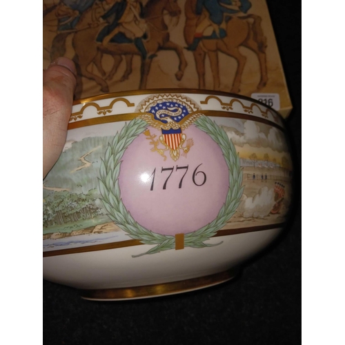 316 - BOXED ROYAL COPENHAGEN PORCELAIN BOWL TITLED ''WERE LIBERTY IS, THERE IS MY COUNTRY''