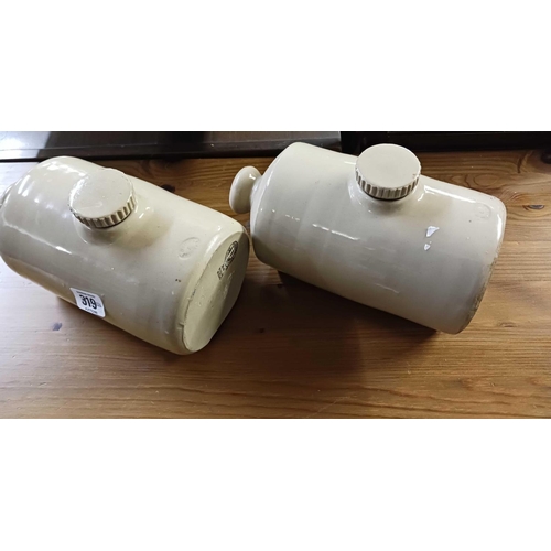 319 - 2 STONEWARE HOT WATER BOTTLES