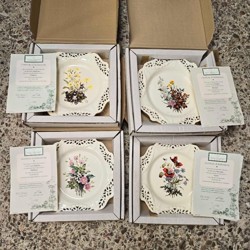 32 - 4 BOXES OF ROYAL CREAM WARE FLORAL GIFT COLLECTORS PLATES, WILD ROSES, PRIMROSES ETC