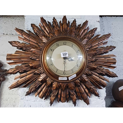 337 - SUNBURST WALL CLOCK