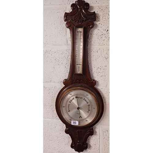 342 - MAHOGANY BAROMETER A/F