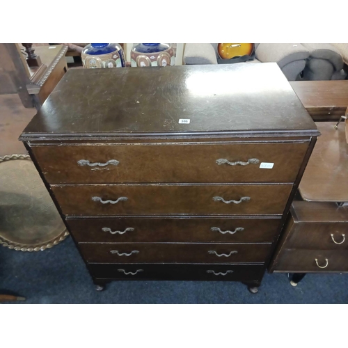 346 - DARK WOOD CHEST OF 5 DRAWERS