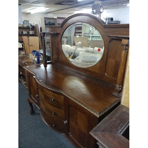 355 - MAHOGANY MIRROR BACK SIDEBOARD