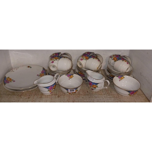 370 - VINTAGE PATTERNED TEA SET BY VICTORIA CZECHOSLOVAKIA, APPROX 36 PIECES