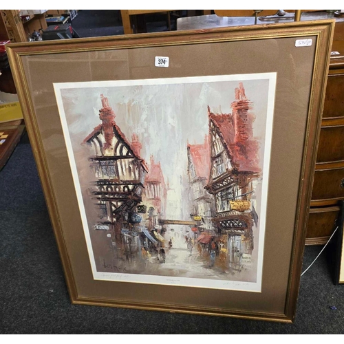 374 - F/G PRINT OF THE SHAMBLES IN YORK BY BEN MAILE, SIGNED BY ARTIST