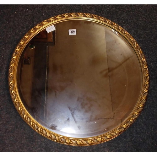 379 - GILT FRAMED BEVELLED EDGE CIRCULAR MIRROR