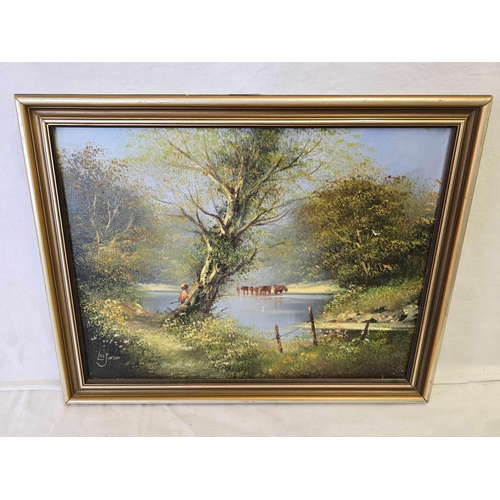 441 - 2 FRAMED OILS ON CANVAS BY LES PARSON OF RIVER SCENES