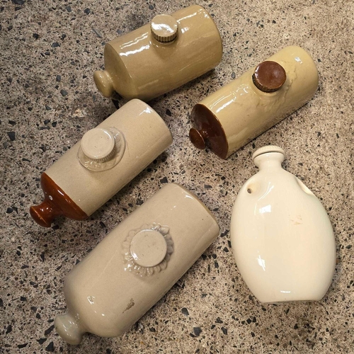 57 - CARTON WITH STONEWARE, HOT WATER BOTTLES