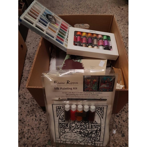 97 - CARTON WITH MISC SEWING & EMBROIDERY ITEMS