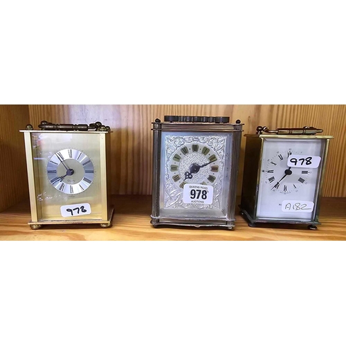 978 - 3 MODERN QUARTZ CARRIAGE CLOCKS