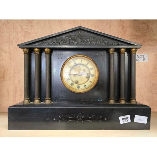 986 - BLACK SLATE MANTEL CLOCK